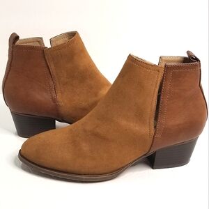Maurices Cognac Brown Alora Low Cut Side Ankle Faux Leather Bootie- Size 8